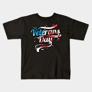 US Flag Colored Logo For Veterans Day Kids T-Shirt